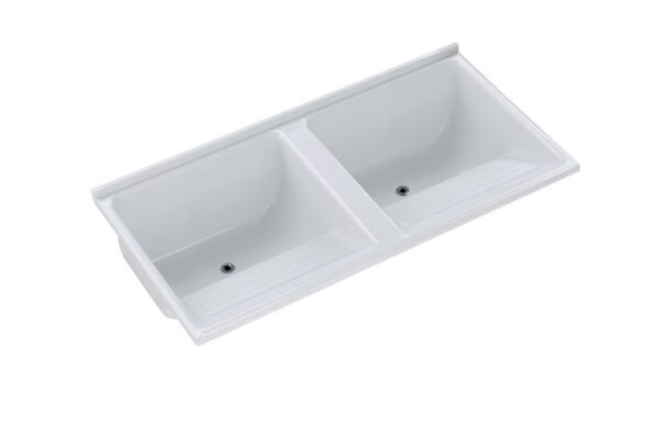 Tanque Duplo Quadrado Mármore Sintético Granitado – 124x62cm